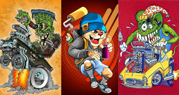 Gig Preview - Illustrate rat fink, monster, kustom kulture, cartoon character, tshirt design