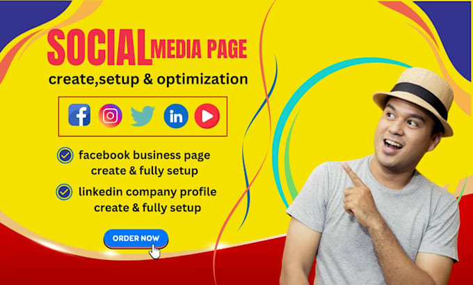 Gig Preview - Be create your social media page fully setup and optimize