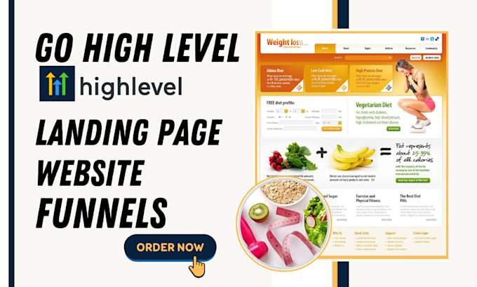 Gig Preview - Build go high level weight loss website gohighlevel landing page ghl funnel