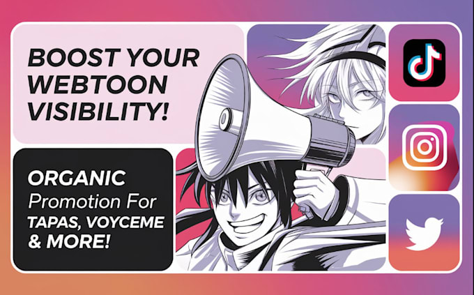 Gig Preview - Do organic promotion for webtoon, manga, tapas, voyceme, comic book