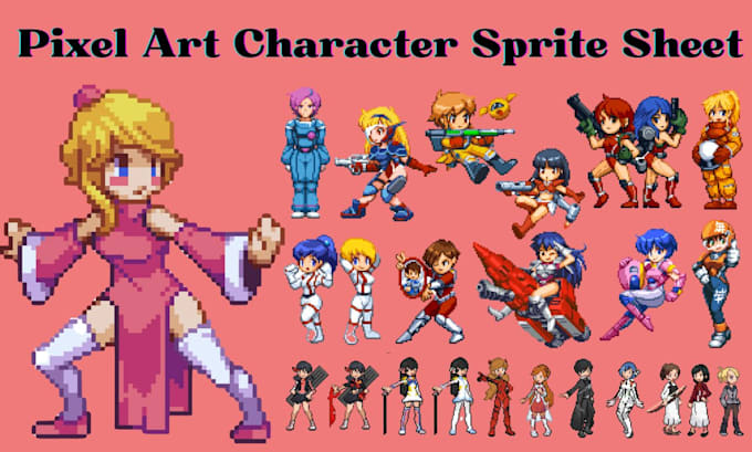 Gig Preview - Create 2d game character sprite sheet for pixel art animation game asset