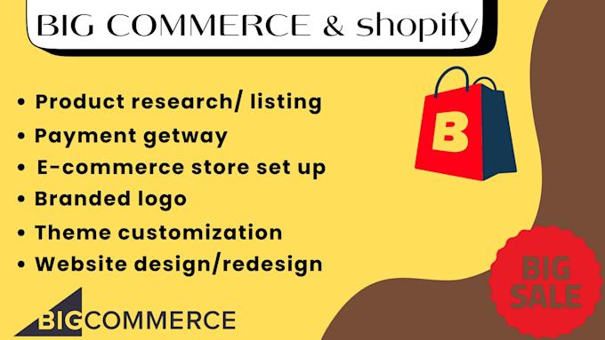 Gig Preview - Create or design online bigcommerce store shopify ecommerce website online shop