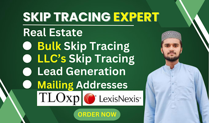 Gig Preview - Do bulk skip tracing for real estate business, llc skip tracing using tloxp