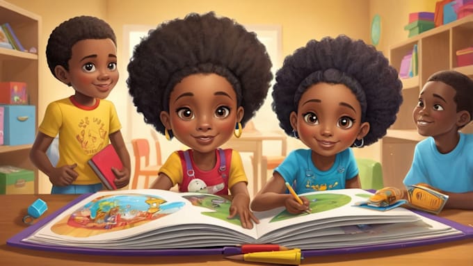 Gig Preview - Create 3d african american children story book illustration kids book