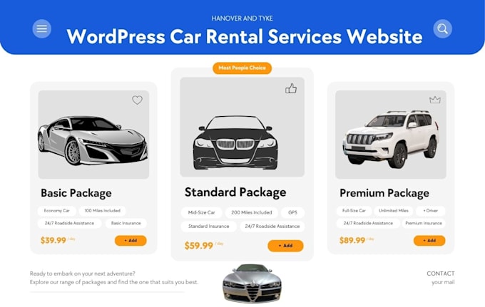 Gig Preview - Wordpress car rental website, redesign wordpress car booking landing page ,SEO