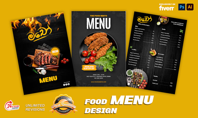 Gig Preview - Modern restaurant, food menu design in 12 hours