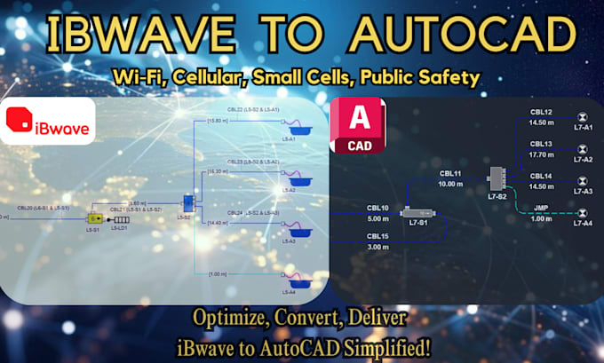 Gig Preview - Convert ibwave complete rf package to autocad construction drawings