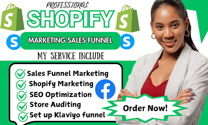 Gig Preview - Boost shopify sales with complete shopify marketing sales funnel facebook ads