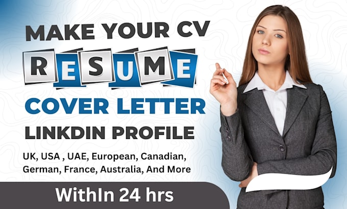 Gig Preview - Do create CV resume maker design modern build revamp upgrade ats CV UK USA uae