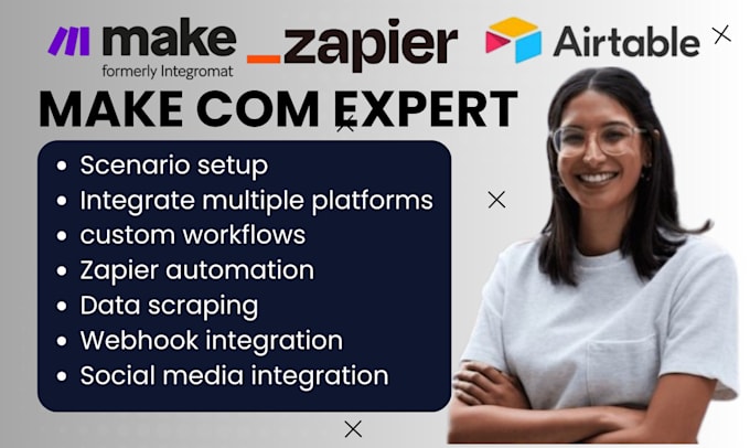 Gig Preview - Fix makecom scenerio make zapier automation API webhook setup integromat