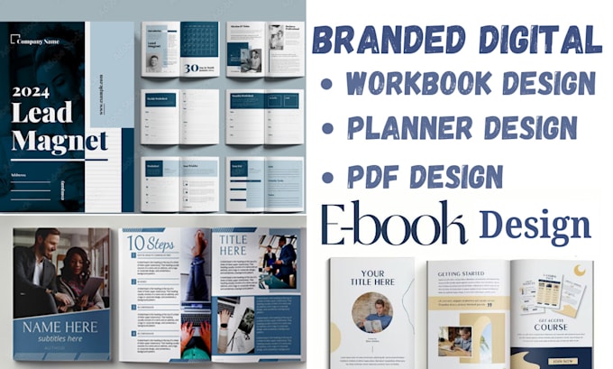 Gig Preview - Design branded digital ebook, PDF,workbook design, digital planner, ebook design