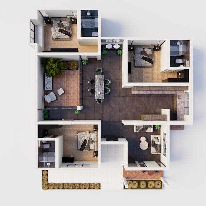 Gig Preview - Convert 2d to 3d floor plan