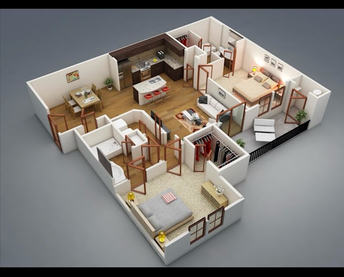 Gig Preview - Visualize 2d,3d layout floor plan in autocad