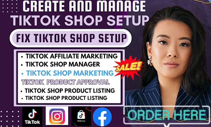 Gig Preview - Setup tiktok shop dropshipping marketing fix rejected tiktok shop ads manager