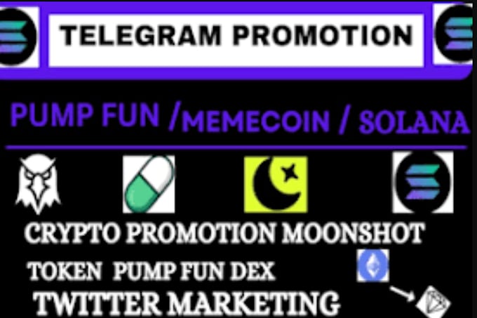 Gig Preview - Pump crypto token, sol, dex, eth, presale, pumpfun, twitter, telegram promotion