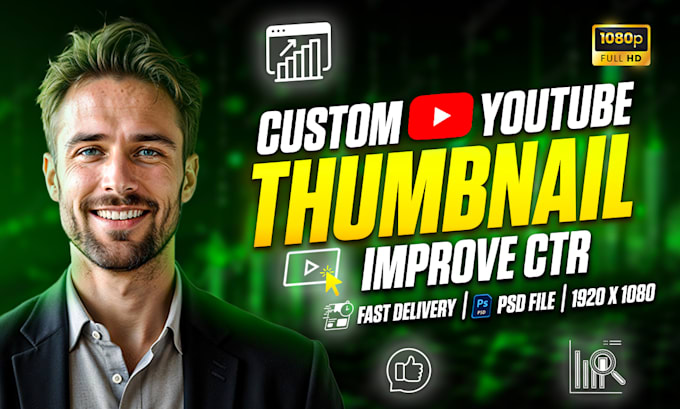 Bestseller - design eye catching youtube thumbnail in 7 hours that boost clicks