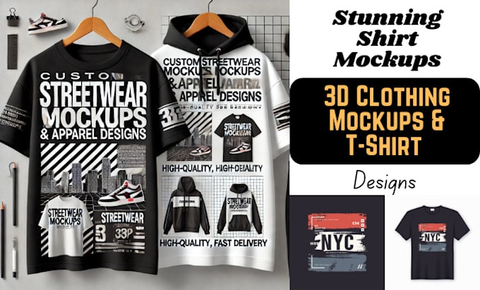 Gig Preview - Do mockup, shirt mockup, clothing mockup, t shirt mockup, 3d clothing mockup