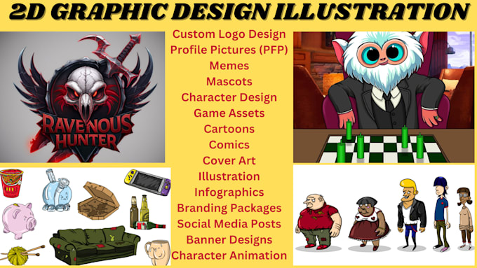 Gig Preview - Design logo, pfp, meme, mascot, character, game asset, cartoon, comic, cover art