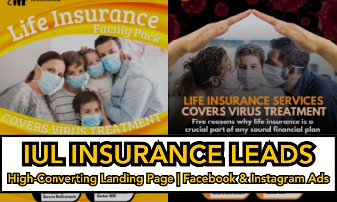 Gig Preview - Iul insurance leads iul insurance landing page insurance facebook, instagram ads