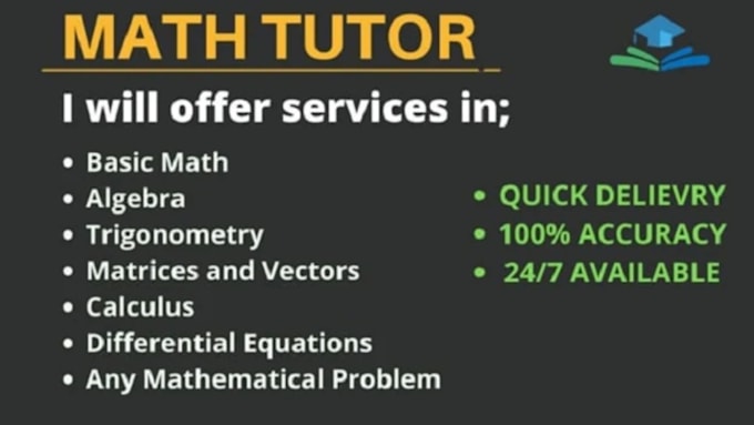 Gig Preview - Help you in mathematics, assigment expert and math problems