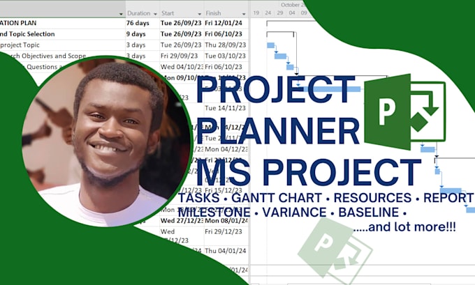 Gig Preview - Do project planner, create project plan and gantt chart with ms project