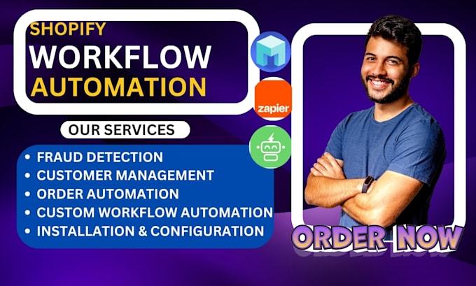 Gig Preview - Setup shopify work flow automation zapier arigato mesa kalviyo hextom reactflow