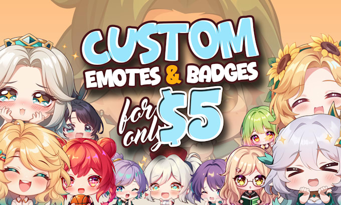 Gig Preview - Draw cute chibi emotes, sub badges for twitch, discord, vtuber stream