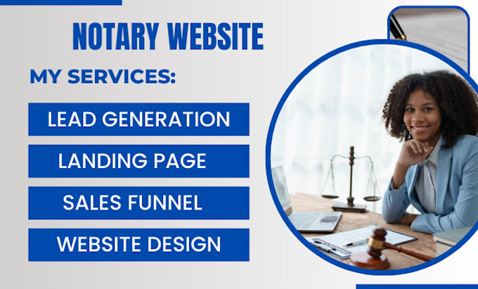 Gig Preview - Notary website, law firm, attorney, lawyer, law firm website, notary leads