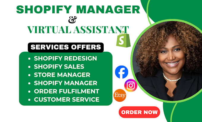 Gig Preview - Be your shopify store manager virtual assistant for shopify marketing cro sales