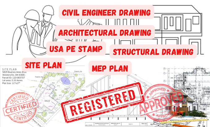 Gig Preview - Do site , mep plan , architectural civil and structural drawing for city permit