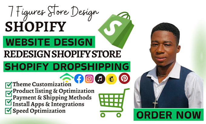 Gig Preview - Do shopify website design shopify redesign dropshipping store website design