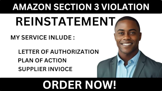 Gig Preview - Do amazon section 3 violation reinstatement  amazon suspension