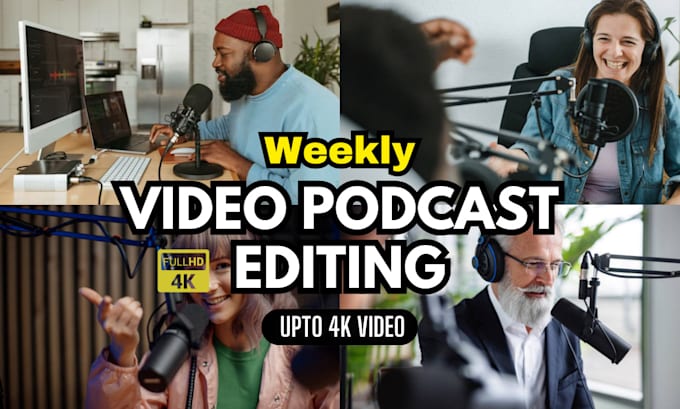 Gig Preview - Do weekly professional podcast video and audio editing, youtube, zoom, riverside