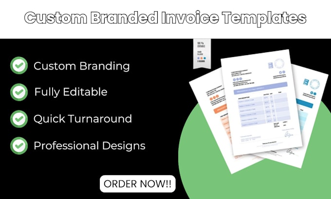 Gig Preview - Design custom business invoice template, editable company and branded invoice