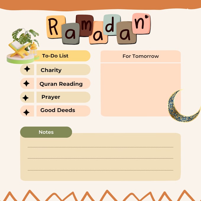 Gig Preview - Create a customizable and printable ramadan planner for you