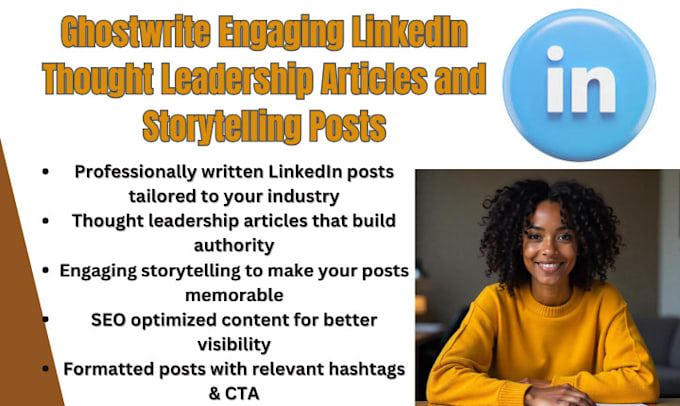 Gig Preview - Ghostwrite engaging linkedln thought leadership articles and story telling posts