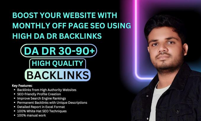 Gig Preview - Boost your website with monthly off page SEO using high da DR backlinks