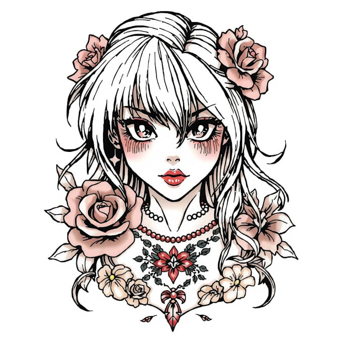 Gig Preview - Tattoo illustration anime style in lines