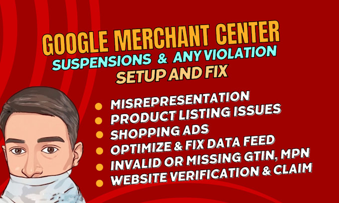 Gig Preview - Setup and fix google merchant center suspension gmc products issues feed errors