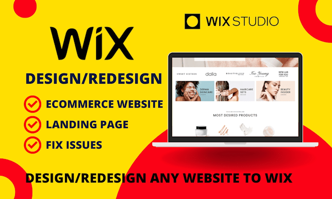 Gig Preview - Design or redesign wix website, wix online store or ecommerce store