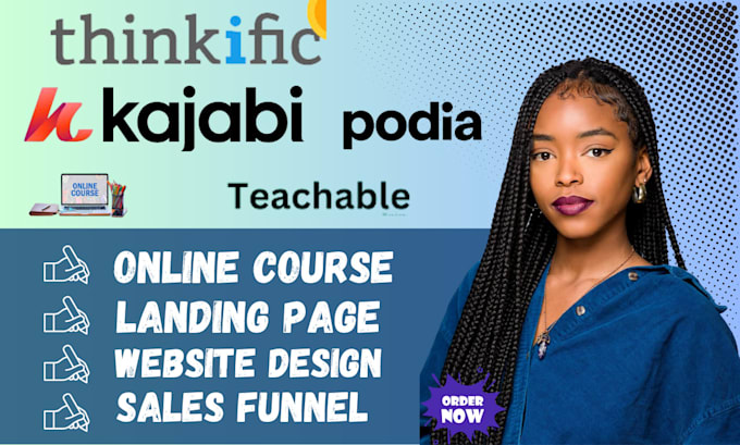 Gig Preview - Build online course website, thinkific, teachable, kajabi, system sales funnel