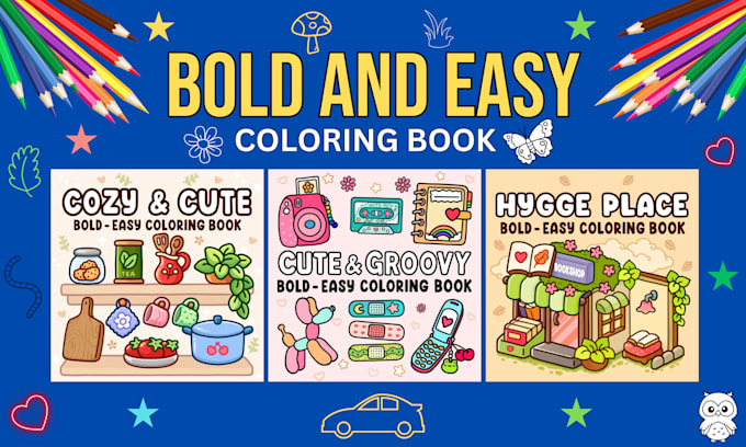 Gig Preview - Draw bold and easy coloring book pages for kids and adults