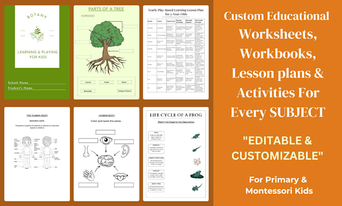 Gig Preview - Design custom montessori, primary worksheets, lesson plans