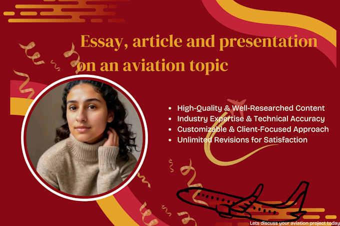 Gig Preview - Do essay, article and presentation on an aviation topic