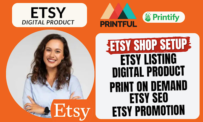 Gig Preview - Do etsy shop setup digital products for etsy, , print on demand, etsy promotion