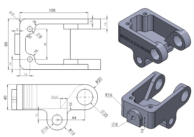 Bestseller - create 3d cad models and technical drawings in solidworks