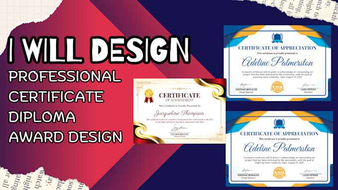 Bestseller - design professional certificate, diploma, award design in 24 hours