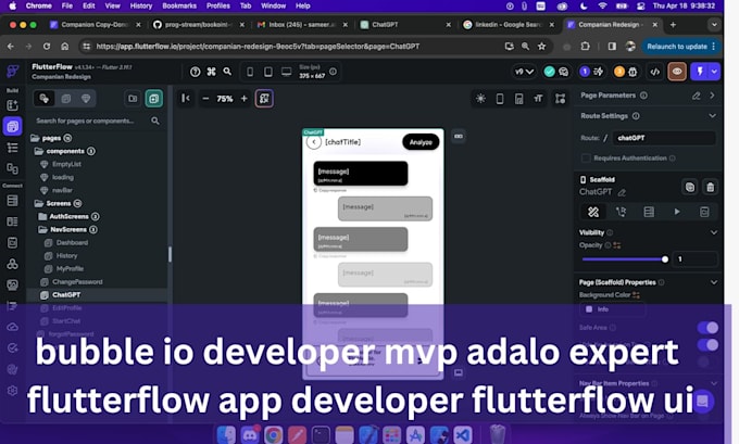 Gig Preview - Bubble io developer mvp adalo expert flutterflow app developer flutterflow ui