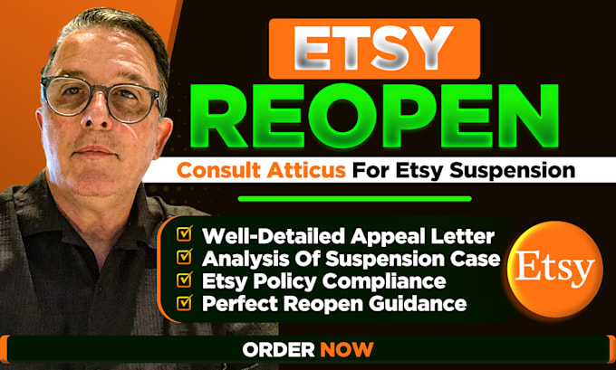 Gig Preview - Reopen etsy suspension, etsy reinstatement, etsy appeal letter, etsy reopen