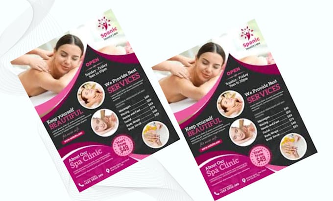 Gig Preview - Design beauty salon, spa, hair, eyelash, skin care price list flyer  design